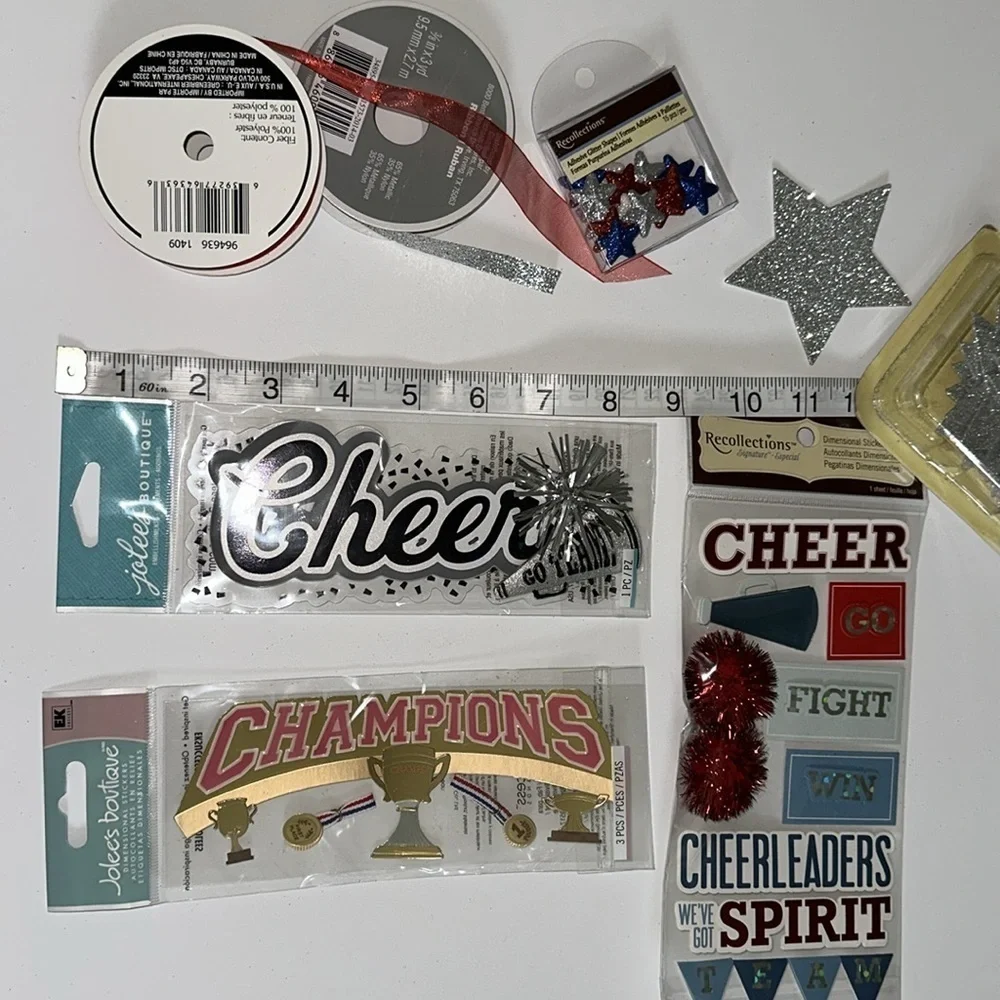 Jolee’s Boutique Cheerleading Bundle Stickers Star Stickers Ribbon Craft 3D